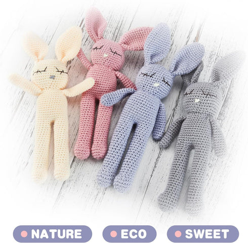 Moni's Choice Stuffed Plush Baby Crochet Bunny Rabbit - Handmade Stuffed Animal for Newborn, Granddaughter, Grandson