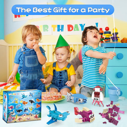 36 Packs 999PCS Set, 6-12+ VOPOGLNE Marine Animals Building Blocks Toy, Party Favors for Kids, Building Classroom