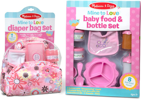 7.30 11.20 14.30 Melissa & Doug Doll Feeding and Changing Accessories - Bib, Bag, Diaper, Wipes, Utensils, Bottles high