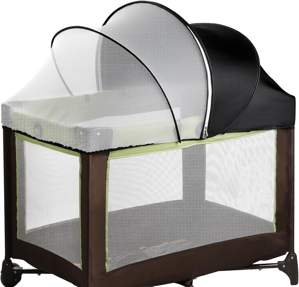 WANRU Pack N Play Tent Cover - Half-Blackout Mosquito Net for Crib &