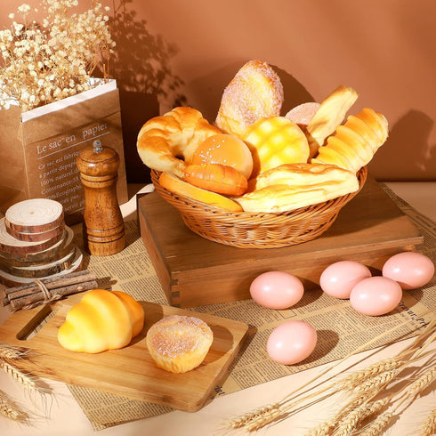 12 Chivao Pieces Fake Food Realistic Artificial Slice Fake Decoration Macaroon Birthday Faux Simulation Croissant Model