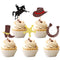 30 PCS Cowboy Cupcake Toppers, Glitter HorseShoe Cowboy Hats & Boots Picks for Western Theme Baby Shower Party