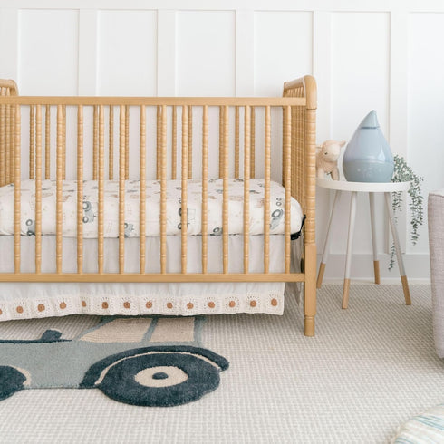 Crane Baby Crochet Crib Skirt, Cream Bed Skirt for Nursery Cribs, Neutral Boho Scalloped Accent for Baby Boys