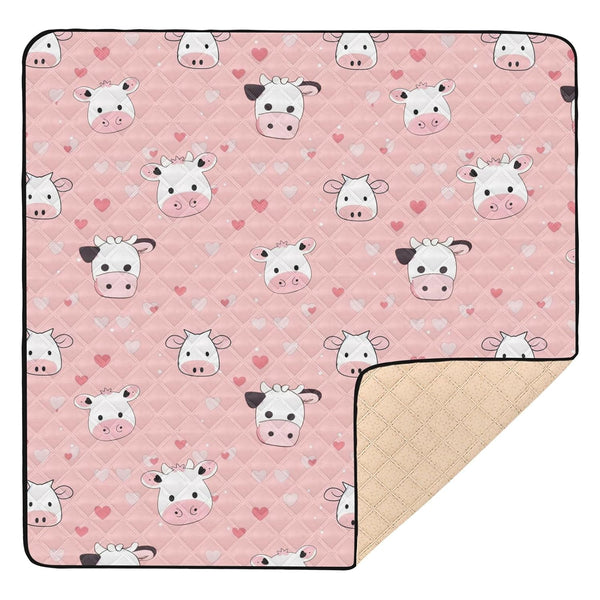 KUEJOP Cute Pink Cow Pattern Prints Baby Play Mat for Floor, 50x50 inch
