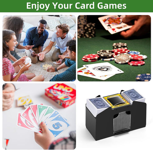 Automatic Card Shuffler, Battery Operated Electric Shuffling Machine for 1/2/4/6 Decks, Poker, UNO, Blackjack, Home