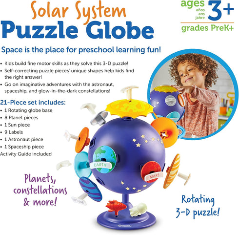 21 3+ Learning Resources Solar System Puzzle Globe - Space Toys for Toddlers, STEM for Kids, Sorting and Matching, Fine
