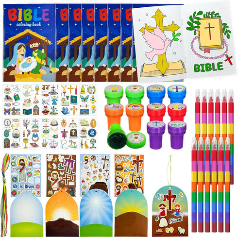 Cinrobiye 60 Pcs Easter Party Favors for Christian,Christian Coloring Books with Stacking