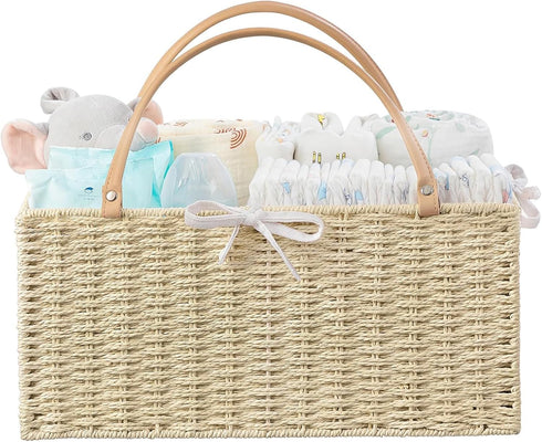 HBlife Large Baby Diaper Caddy Organizer, Paper Rope Storage Baskets Nursery Bin