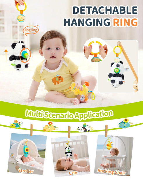 Jollybaby Baby Rattles & Soft Plush Hanging Toy for Stroller Crib car seat and Play Gym, Sensory Developmental Toys