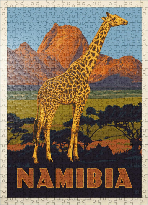 MyPuzzle Namibia, Africa Vintage Poster - Premium 500 Piece Jigsaw Puzzle for Adults
