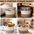 65L Large Woven Cotton Rope Blanket Basket with Handles, Laundry Hamper Storage Bin for Pillows, Clothes, Bedroom