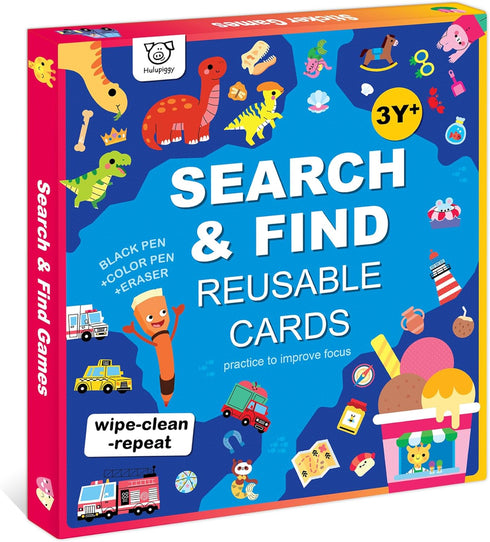Preschool Learning Activities - Search and Find Books for Kids 3-6, Reusable Game with 16 Themes for Educational Fun