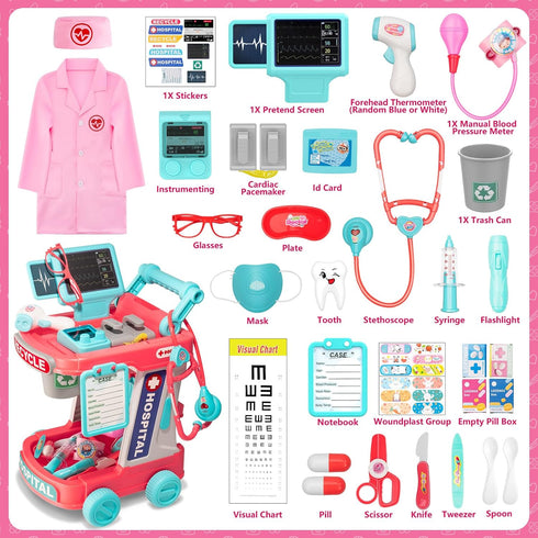 Aowjoy Set 3 4 5 6 7 8 9 Doctor Kit for Toddlers - Pretend Doctor Play for Kids - Role Play Medical Toys with Costume