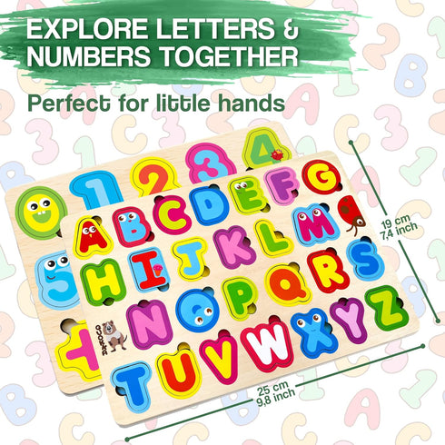QUOKKA Wooden Puzzles for Toddlers 3-5, Alphabet Toddler Puzzles, Educational Toys for Boys and Girls
