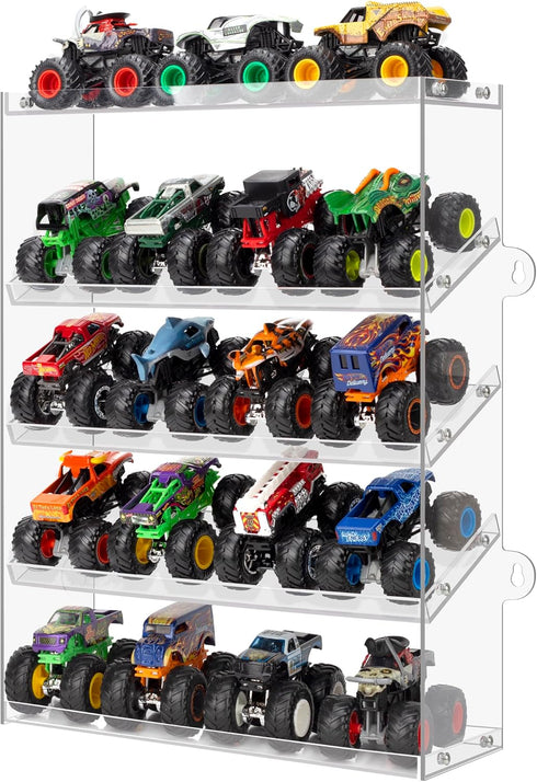 Assembly Monster Trucks Display Case Holding for 20 Monster Trucks Acrylic Storage