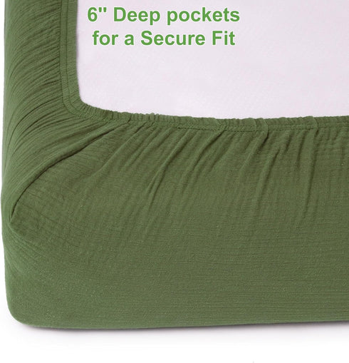 Boys-2 Pack 24"x 38" Muslin Mini Crib Sheets for Girls & Soft Baby Mattress Sheets Fitted-No Slip Neutral Toddler