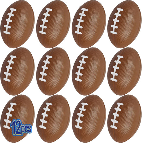 Mini Foam Footballs - 12 Pcs Pack, 3.25” Inch Party Favor Balls for Kids