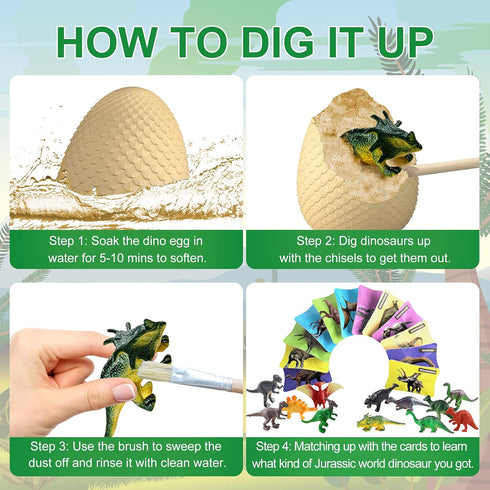 EARTH'SCODE Dinosaur Eggs, 12 Pcs Excavation Dig Kit, Dinosaur Toys for Kids, Party Gifts for Ages 6-12