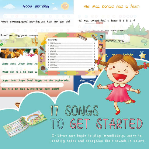 Desk Bells, Rainbow Diatonic Hand Bells for Kids with 17 Songbook & Musical Flash Cards, Toddler Learning Toys