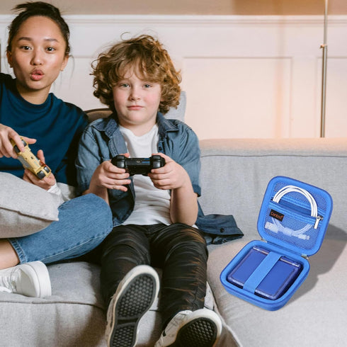 Canboc Carrying Case for RG35XXSP Handheld Game Console - Blue Storage Box with Mesh Pocket for Cable