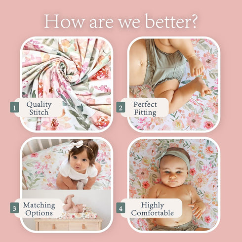 Premium Girls Crib Sheets | Ultra-Soft Bedding for Crib Mattress and Toddler Beds | Girls Comfort and Elegance by Max&So by Max&So