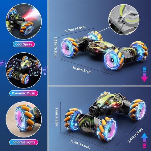 5-7 6-8 9 10 11 12 4 7 13 4WD Gigilli Gesture Sensing RC Stunt Car with Spray Music Lights Remote Control Car Boys Toys