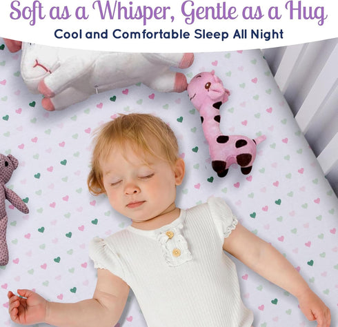 3 Pack GROW WILD Crib Sheets - Soft & Stretchy Jersey Cotton Fitted Baby Crib Sheets for Girls, Cute Toddler Bed Sheets