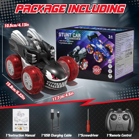 SOGAWEBB 4-7, 2.4Ghz 4 5 6 7 8 Remote Control Cars for Boys Rechargeable RC Stunt Car with Cool Lights Toys Gift