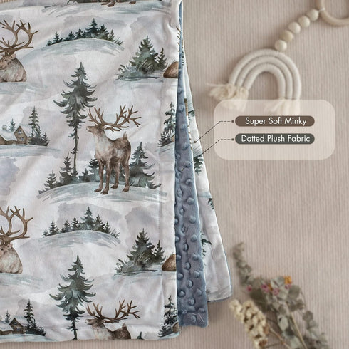 30 40 Inch Baby Blankets for Boys and Girls, Deer Super Soft Nursery Minky Blanket for Newborn Baby, Double Layer