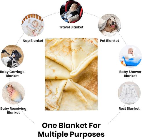 Mellowora 50"x40" Breakfast Butter Pancakes Blanket, Funny Realistic Food Dessert Throw Blanket for Kids, Cheese Plush