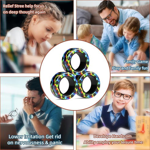 Set, Pack (3PCS) Magnetic Rings Fidget Toy Idea ADHD Fidget Toys, Adult Fidget Magnets Spinner Rings for Anxiety Relief