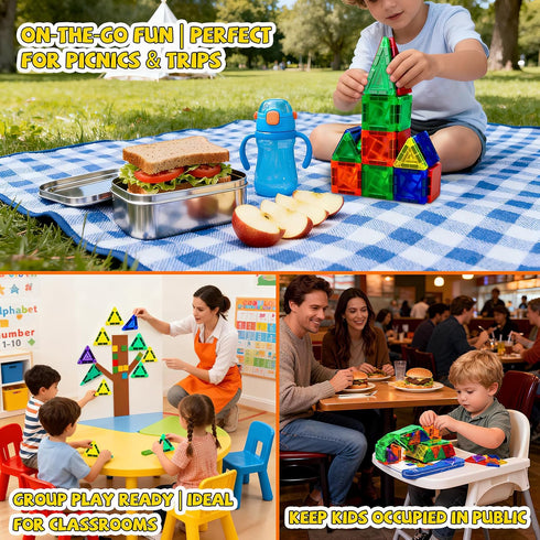 Tiles,42PCS 3+,Sensory Mini Magnetic Magnetic Building Blocks with Metal Storage Box,STEM Toys for Kids Ages Toys