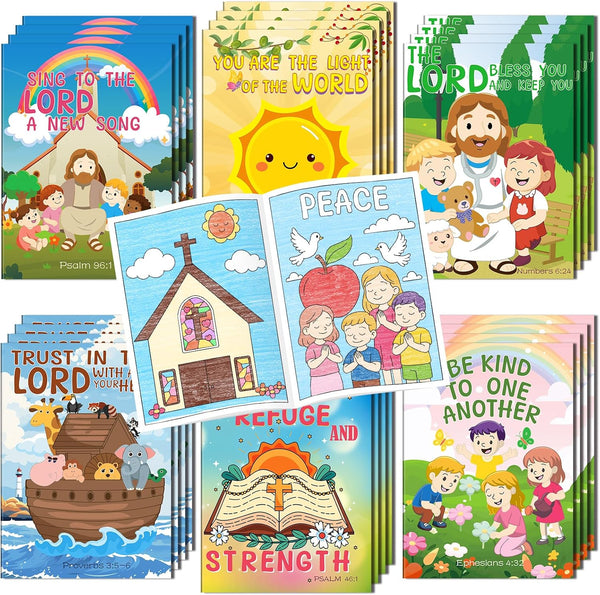 Kalysky 24Pcs Christian Bible Coloring Books for Kids, Mini Religious Jesus Stories