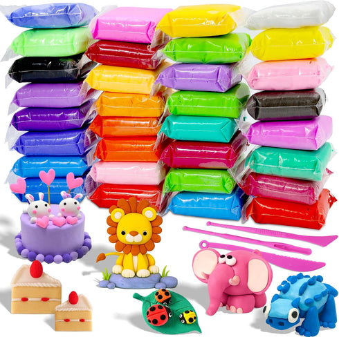 MuseLuxe Air Dry Clay - 32 Colors Modeling Clay Kit with 3 Sculpting