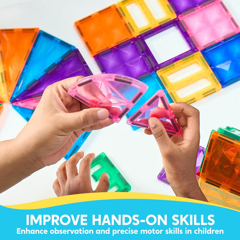 SYNCFUN Magnetic Tiles 110pcs, 3D Magnet Building Tiles with Vehicle, Construction Blocks Set for Kids, STEM