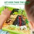 3+ JOVA Klever Kits Dinosaurs Sensory Bin Toys for Toddlers with Glow in The Dark Dinosaurs, Sandbox with Lid Sand