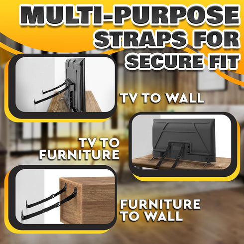 Setup 330 lbs, 19"-39" TV Safety Straps for Furniture Anchoring - Anti-Tip TV Straps Safety for Flat Screen, Easy