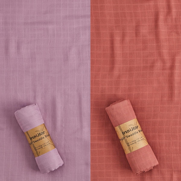 insular Muslin Swaddle Blanket (Red&Purple)