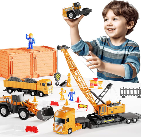 Set, Playset, Bulldozer 3 4 5 6 iPlay, iLearn Kids Construction Toys Truck Boys Engineering Vehicle Crane Transport