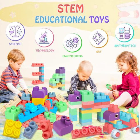 Soft Building Blocks for Toddlers, 20 PCS Large Creative Stacking Blocks, Colorful STEM Blocks for Kids 6 Months and Up
