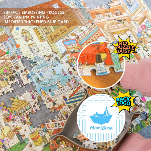 1000 Piece Puzzle for Adults, MOMIBOOK Vintage Village Town, Funny Painting Image Puzzle for Women