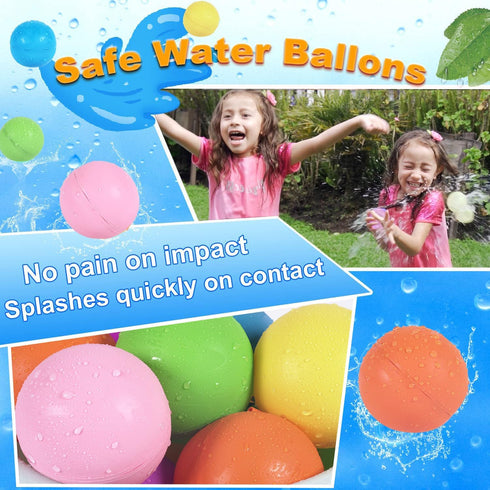 98K Reusable Water Balloons, 6Pcs with Mesh Bag, Self Sealing Silicone Balls for Summer Outdoor Games