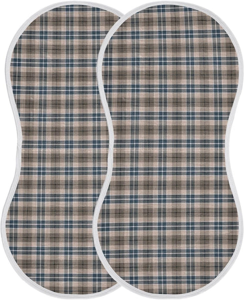 CHUROUSY Brown Plaid Checkered Baby Muslin Burp Cloths Set of 2 Geometric Gingham