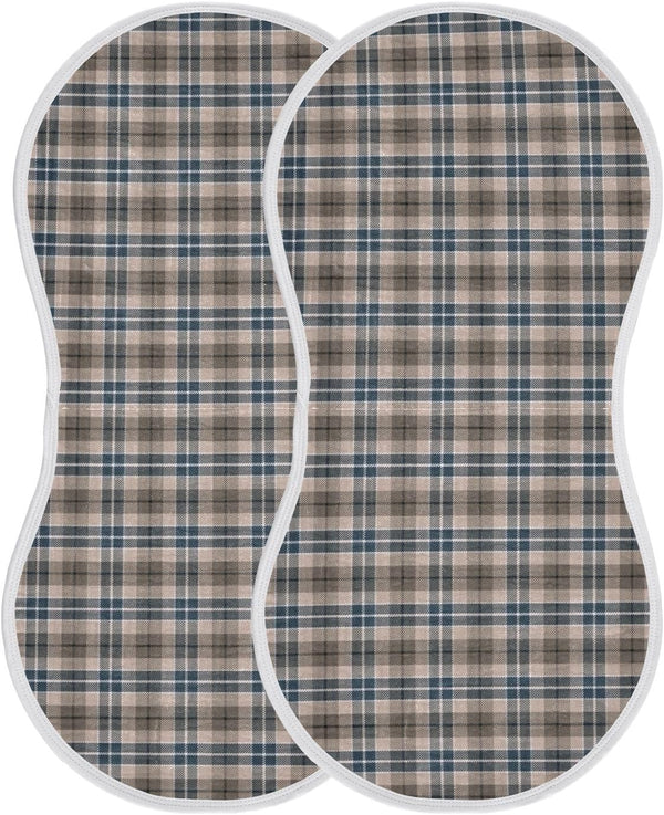 CHUROUSY Brown Plaid Checkered Baby Muslin Burp Cloths Set of 2 Geometric Gingham