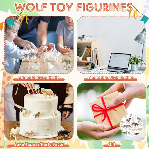 Deekin 20 Pcs Mini Around World City Miniatures, Realistic Themed Party Gifts (Wolf)