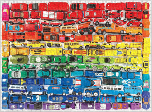 Galison 1000 Piece Rainbow Toy Cars Jigsaw Puzzle for Families and Adults, Finished Puzzle is a Unique Rainbow Image, Photo Art Puzzle includes Varying Colors and Sizes of Toy Cars, Multicolor