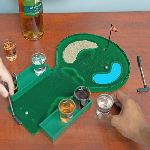 Fairly Odd Novelties Miniature Golf Drinking Game Set - Standard, Green, 1.75oz Glasses for Golf Enthusiasts