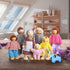 Lovely Happy Family Dolls Playset, Wooden Figures Set of 7 People with Dog for Kids Children Toddlers Dollhouse Pretend