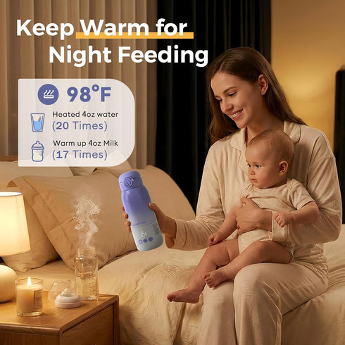 12 Portable Bottle Warmer for Travel, Dual Heating Modes, Instant Breastmilk, Formula, Water, Milk Warmer Bottle