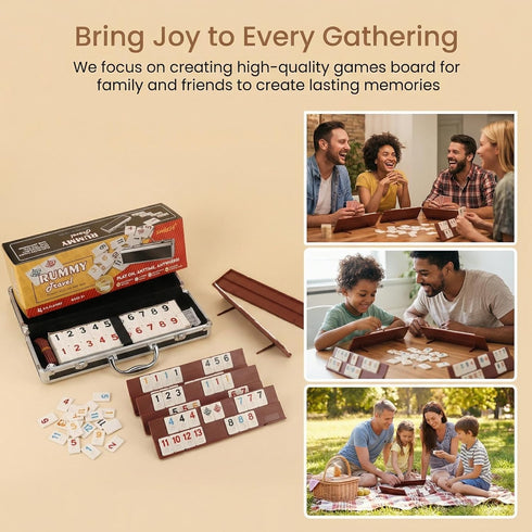 Rummy 106 Rummy Adults,4 Trays,Timing(2-4 Smilejoy Cube Game Four Players Edition, Deluxe Tiles Cube with Portable